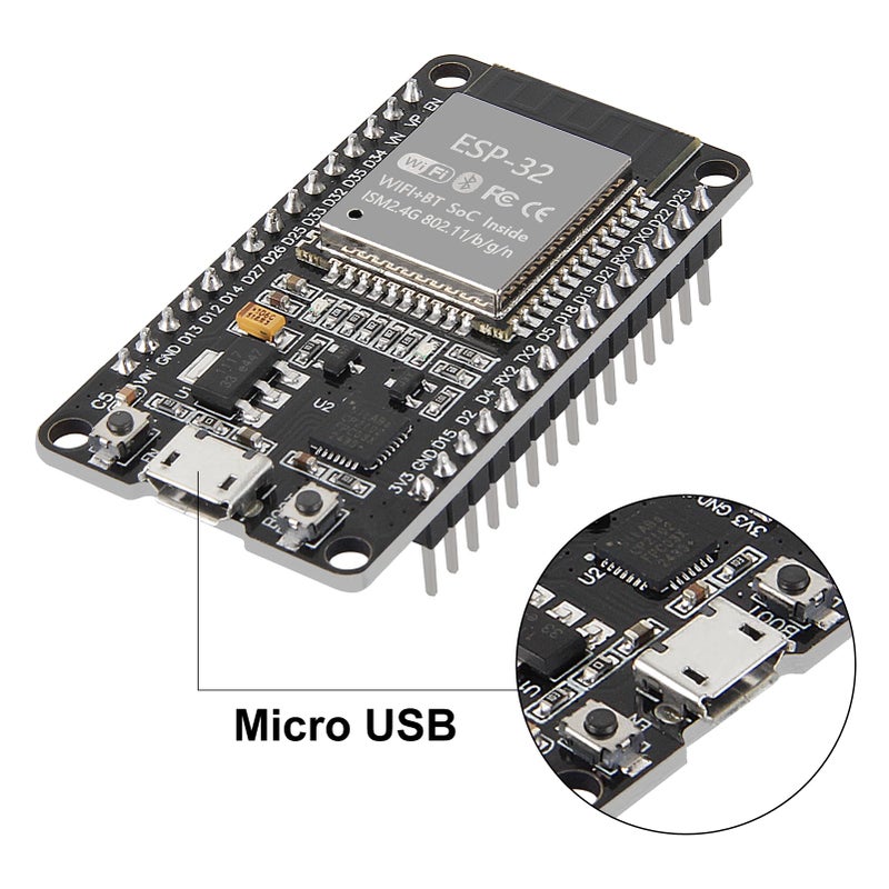 AiTrip ESP-WROOM-32 ESP32 ESP-32S Development Board 2.4GHz Dual-Mode WiFi + Bluetooth Dual Cores Microcontroller Processor Integrated with Antenna RF AMP Filter AP STA Compatible with Arduino IDE (1 PCS) - Image 4