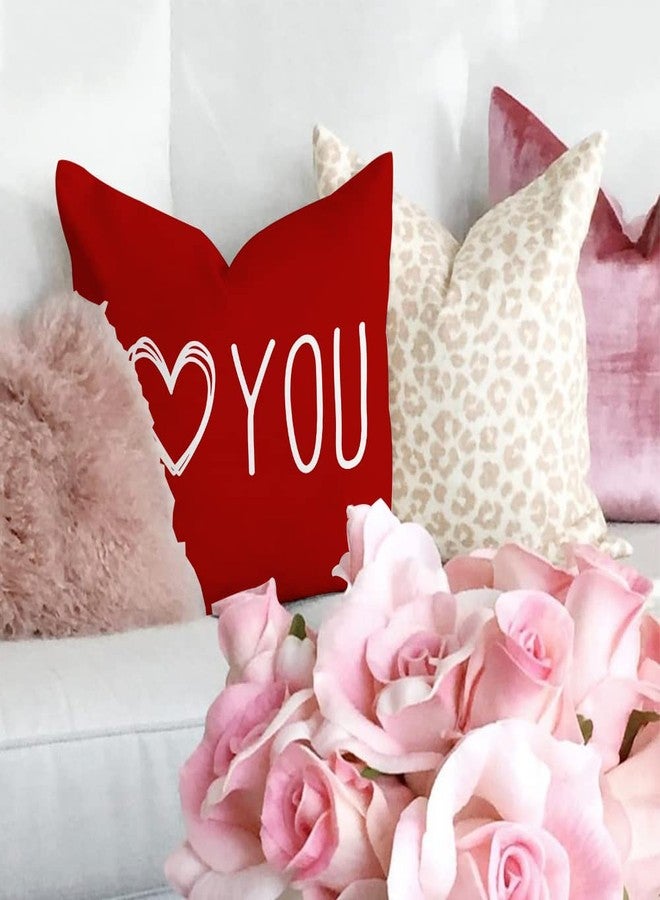 GEEORY Valentines Day Pillow Covers 18X18 inch Set of 4 for Valentines Decor Red Black Stripes Love Heart I Love You Valentines Day Throw Pillows Decorative Cushion Cases Valentine Decorations - Image 3