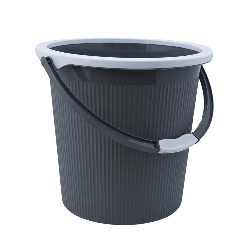 Dhwani Enterprise Dhwani Enterprise 3pc Plastic Bathroom Set Round Double Moulded Unbreakable 25 LTR Bucket 15 LTR Mug Stool Dark Grey  - Image 2