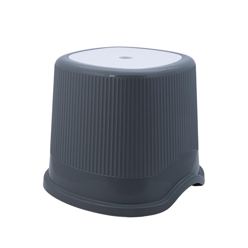 Dhwani Enterprise Dhwani Enterprise 3pc Plastic Bathroom Set Round Double Moulded Unbreakable 25 LTR Bucket 15 LTR Mug Stool Dark Grey  - Image 3