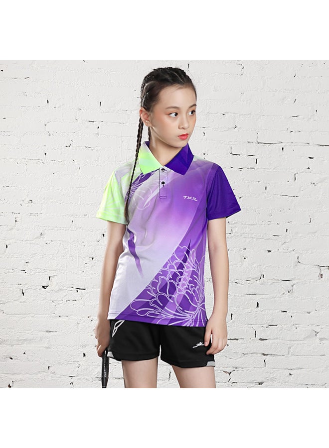 Children's Badminton Clothes Suit Quick-drying Boys' Short-sleeved Table Tennis Training Clothes Girls' Primary School Students' Sportswear Breathable