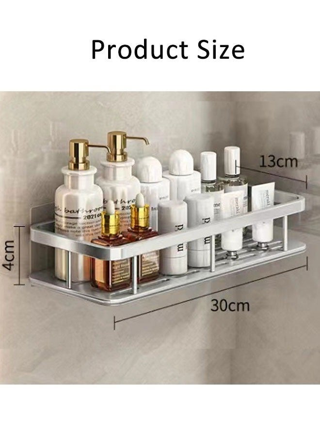 Bathroom Shelves Shower Caddy Shelf Organizer Rack Floating Shelves for Wall Decor Wall Shelf for Bedroom Living Room Kitchen Self Adhesive Bathroom Shelves Basket（Silver） - Image 2