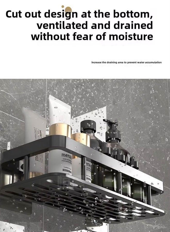 Bathroom Shelves Shower Caddy Shelf Organizer Rack Floating Shelves for Wall Decor Wall Shelf for Bedroom Living Room Kitchen Self Adhesive Bathroom Shelves Basket（Silver） - Image 5