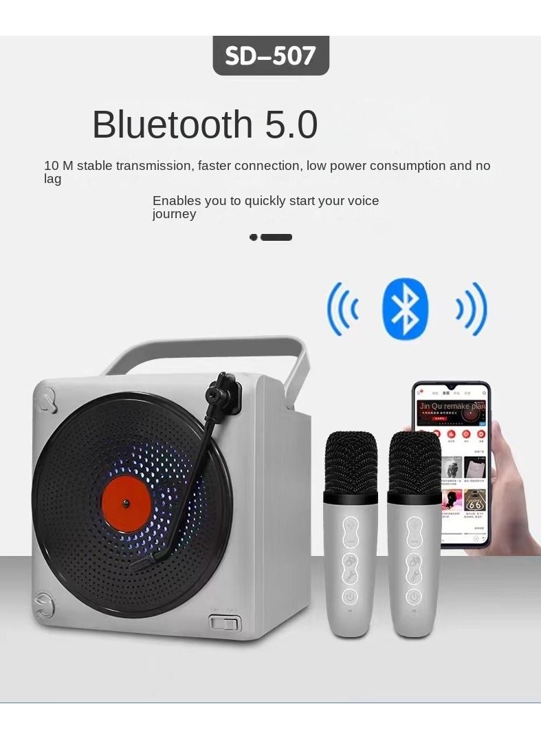 Crony مكبر صوت SD-507 BT مكبر صوت عالي القدرة كاراوكه بعجلات مكبر صوت متعدد الوظائف مع LED لاسلكي - Image 3
