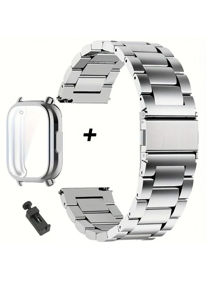Silvery Stainless Steel Strap and TPU Case for Redmi Watch 5 Active Metal Bracelet - Image 1