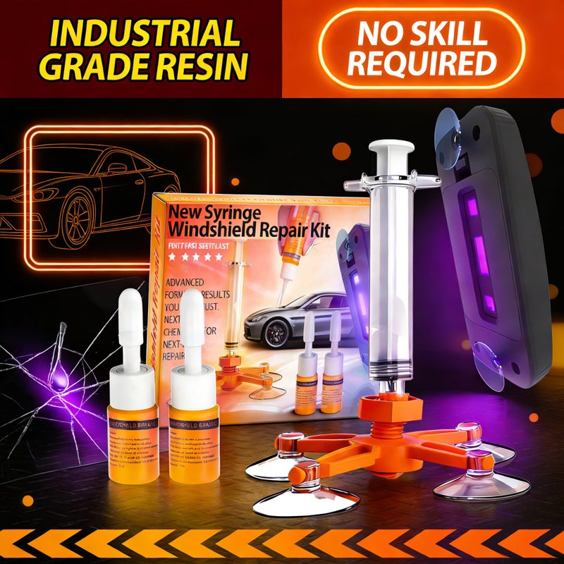 BLUTOKS Windshield Repair Kit, Windshield Crack Repair Kit with Suction Cup Curing Light, 2 Pcs Car Glass Repair Kit Quick Fix for Chips & Cracks, Windshield Chip Repair Kit, Automotive Nano Fluidï¼ˆOrangeï¼‰ - Image 2