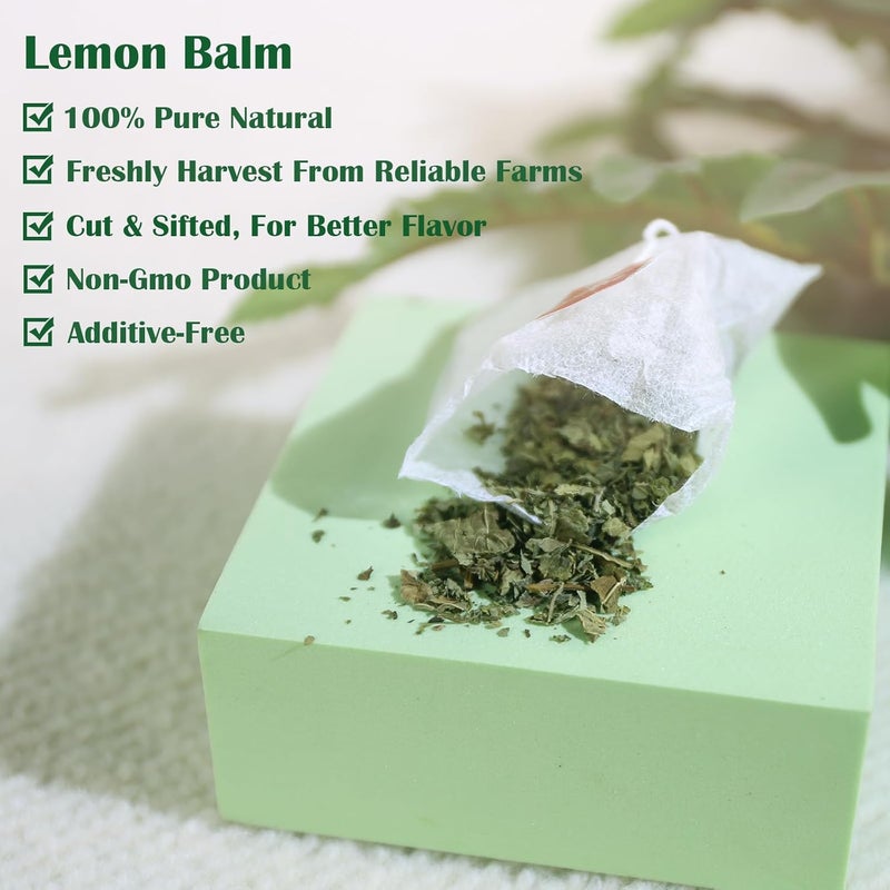 TEARELAE Lemon Balm Tea Bags - 50 Count - 100% Natural Dried Lemon Balm Herb for Calming and Digestion Support - Caffeine-Free and Non-GMO - Image 3