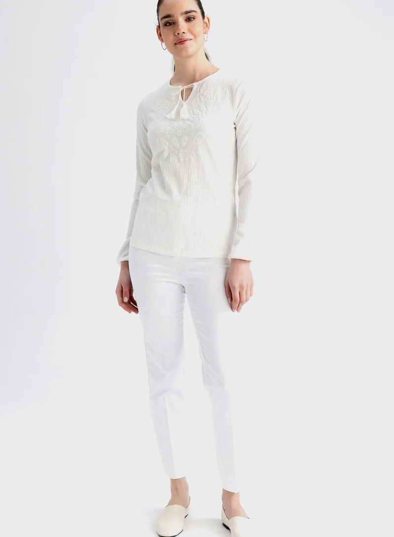 DeFacto Traditional Regular Fit Crew Neck Long Sleeve T-Shirt