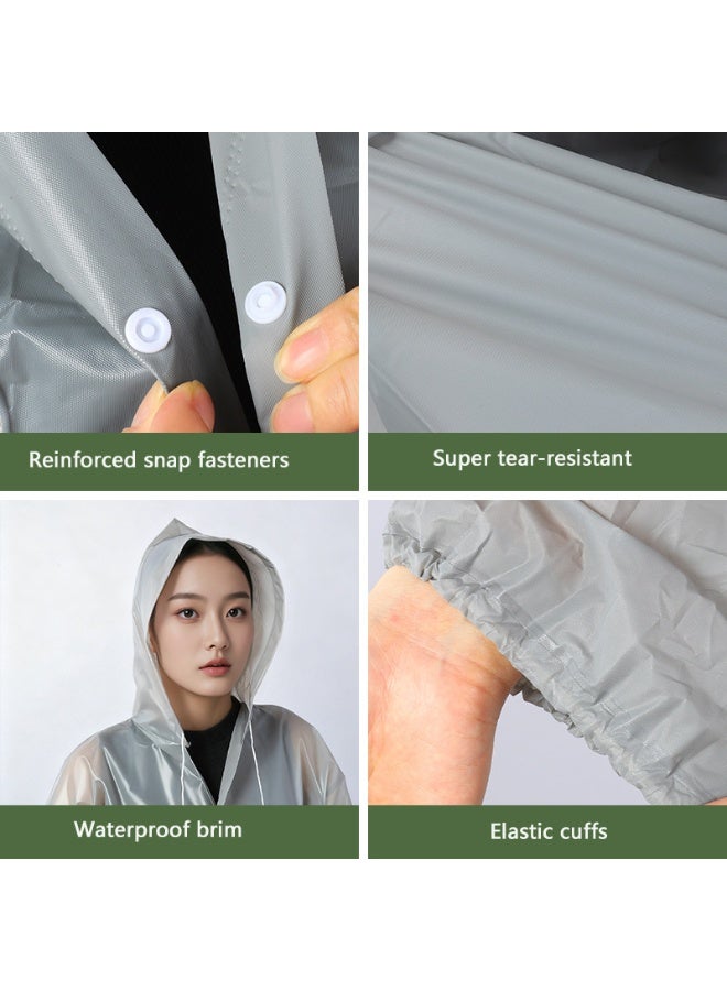 TDAO 2 Pack Outdoors Heavy Raincoats, Rain Poncho for Adults, Adult Raincoat, Rain Poncho, Portable EVA Raincoat with Hood Reusable Rain Coats Emergency Camping Survival Kits, Waterproof with Hoods and Sleeves Lightweight Rain Jacket for Women Men, Sports, Outdoor Travel, and Other Occasions Regular Size, White/Grey - Image 2
