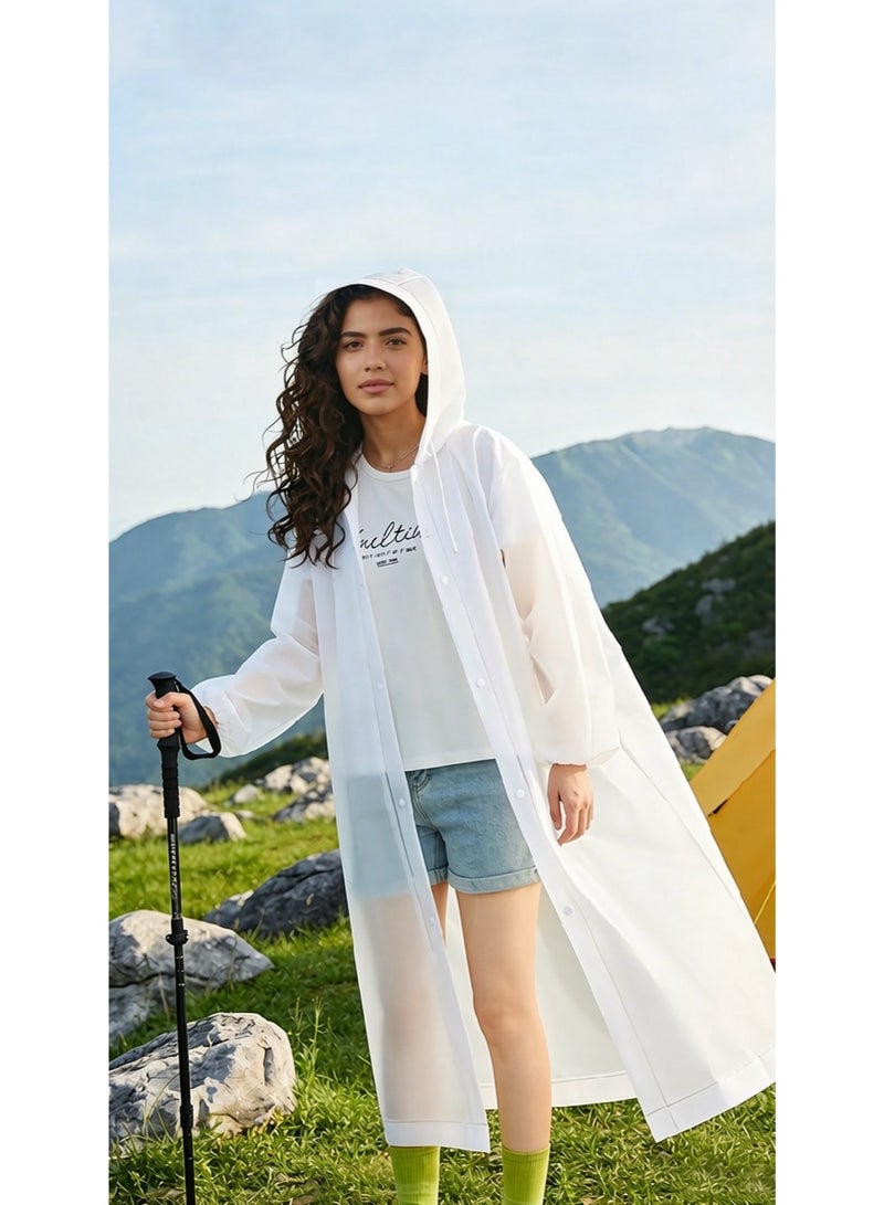 TDAO 2 Pack Outdoors Heavy Raincoats, Rain Poncho for Adults, Adult Raincoat, Rain Poncho, Portable EVA Raincoat with Hood Reusable Rain Coats Emergency Camping Survival Kits, Waterproof with Hoods and Sleeves Lightweight Rain Jacket for Women Men, Sports, Outdoor Travel, and Other Occasions Regular Size, White/Grey - Image 4