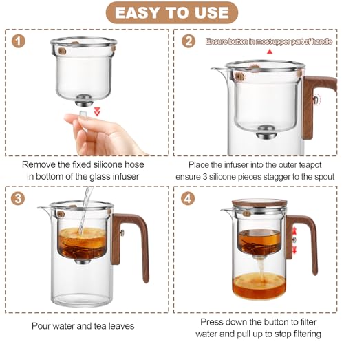 shopwithgreen Enchanti Tea Pot, Glass Teapot with Removable Infuser, Magnetic Loose Leaf Tea Steeper, Magic Witchcraft Tea Pot with Strainer for Water Separation, Gift Package, 20.3oz/600ml - Image 4