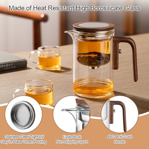 shopwithgreen Enchanti Tea Pot, Glass Teapot with Removable Infuser, Magnetic Loose Leaf Tea Steeper, Magic Witchcraft Tea Pot with Strainer for Water Separation, Gift Package, 20.3oz/600ml - Image 3