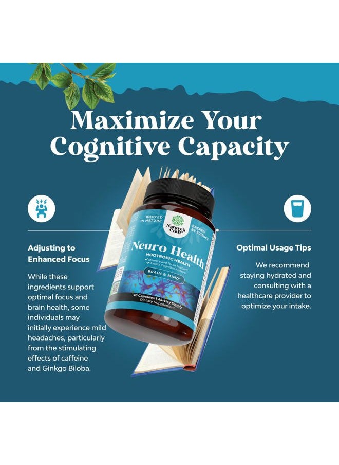 Natures Craft - Nootropic Brain Supplement for Memory and Focus Enhancement - Vitamins for Mental Health & Clarity with VIT A, B6, Riboflavin, Niacin, Thiamin & Folate - Cognitive Complex for Mind Vitality - 90 Ct - Image 1