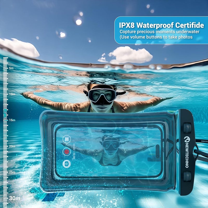 newtechno Plastic Waterproof Mobile Pouch Cover For All Mobiles, Cellphone Dry Bag Compatible For iPhone, Samsung, Mi, Redmi, Oppo, VIVO, All Other Smartphones Up To 6.9 Inches (Black)(Pack 1) - Image 5