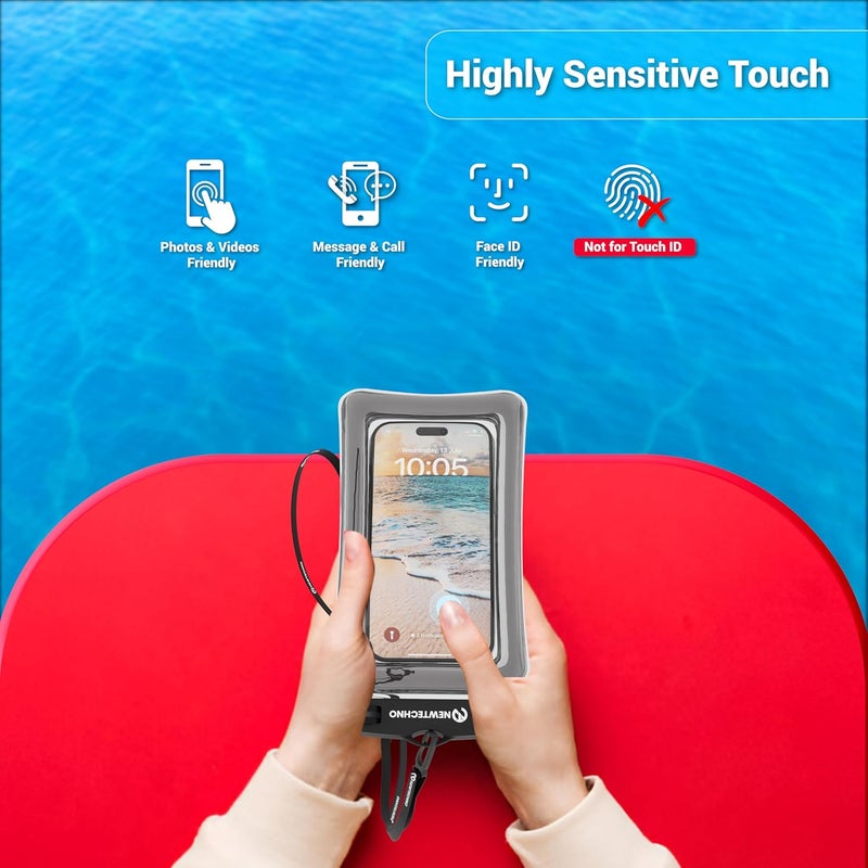 newtechno Plastic Waterproof Mobile Pouch Cover For All Mobiles, Cellphone Dry Bag Compatible For iPhone, Samsung, Mi, Redmi, Oppo, VIVO, All Other Smartphones Up To 6.9 Inches (Black)(Pack 1) - Image 3