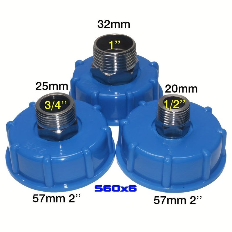 Ibc Tank S60 6 Ton Bucket Faucet Adapter Set 32mm Butt Connector Coarse Thread 57mm 2 Inch 204 Stainless Steel Double Thread Docking Rainwater Collection Bucket Faucet Joint Water Pipe - Image 1