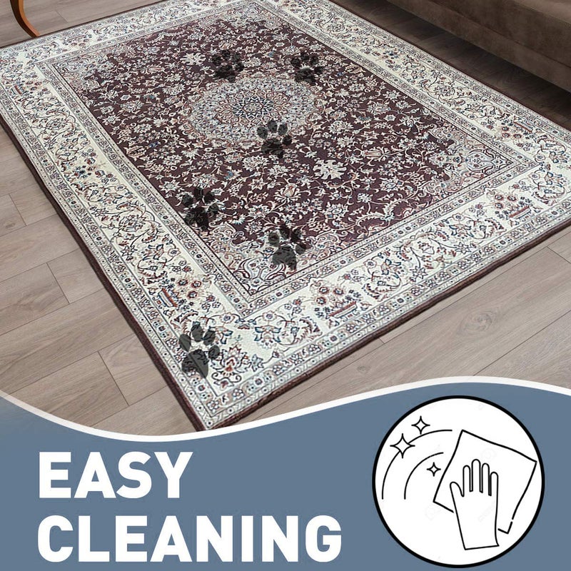 Status Contract Premium Ice Silk Velvet Touch Persian | Kashmiri | Vintage | Carpet | Rug | with Anti Slip Backing for Bed Room|Living Area|Kids Room| (4 X 6 Feet,Brown), Rectangular - Image 4