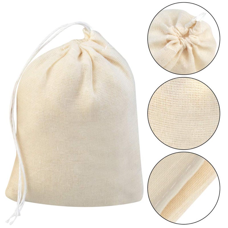 Tayfremn 200Pcs Cotton Drawstring Bags  Reusable Muslin Bag Natural Cotton Bags with Drawstring Produce Bags Bulk Gift Bag Jewelry Pouch for Party Wedding Home Storage  Natural Color (4 x 3 Inches) - Image 3