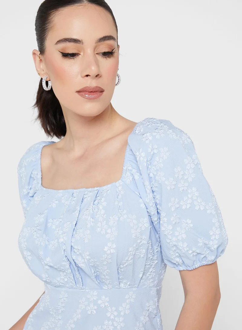 QUIZ Balloon Sleeve Square Neck Dress