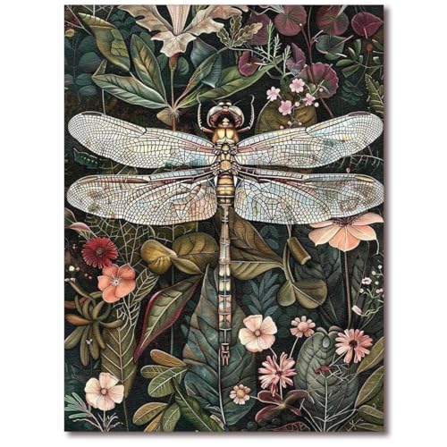Tiwabb Dragonfly Stamped Cross Stitch Kits for Adults - Embroidery Kits for Beginners Adults,11 CT Patterns Dimensions Counted Cross Stitch Kits for Adults Arts Craft 12x16 inch - Image 1