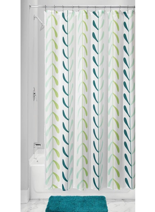 InterDesign iDesign Spring Vine Fabric Polyester Shower Curtain, 72" x 72" - Green Multi-Color - Image 1