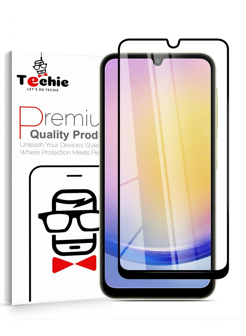 Techie Samsung Galaxy A25 Full Cover 10H Hardness HD Tempered Glass Screen Protector - Anti-Scratch, Anti-Fingerprint, and Bubbles Free Technology - Image 1