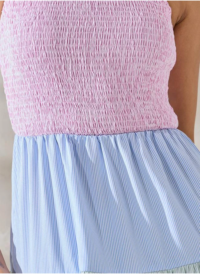 ستايلي Colorblock Smocked Tiered Maxi Dress