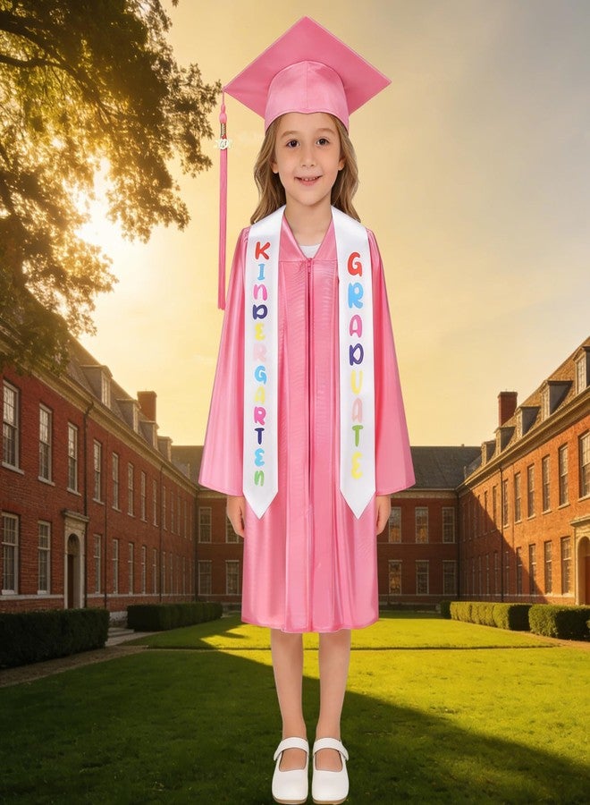 HAPNBCELE Kids Shiny Graduation Cap and Gown 6 Pcs Set Printed Style with 2026 2027 Tassel, CertificateKindergarten & Preschool Ceremony Gifts for Boys Girls (Pink, 27) - Image 5
