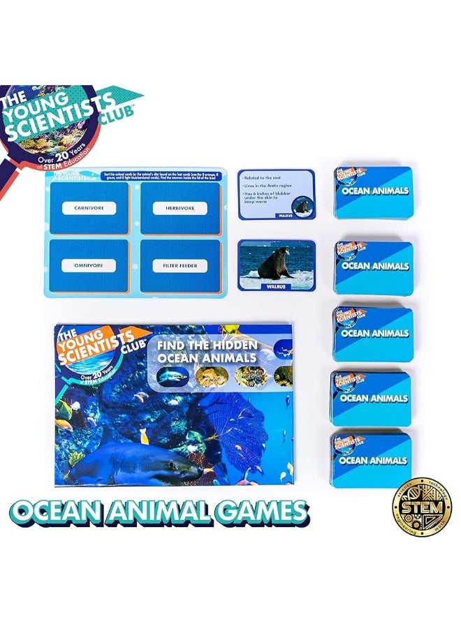 The Young Scientists Club - The Young Scientist Ocean Animal Card Games, 4 Card Games in 1, Matching, Bingo, Memory, Trivia, Hands-On Educational STEM Fun for Age 5 and Up, Kids Card Games - Image 1