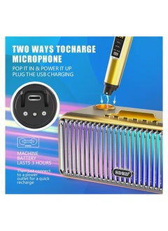 SDRD Karaoke Machine Portable Bluetooth Speaker With 2 UHF Wireless Microphones Speaker System With Colorful Gradient LED Lights For Adults And Kids  - Image 2