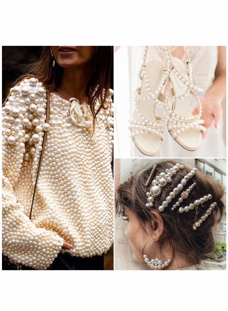 SYOSI 1 Box White AB Round Flatback Imitation Half Round Pearls Bead, Multi-Size Loose Beads Gem for Pearl Nail Art, Crafts, Wedding Decoration - Image 4