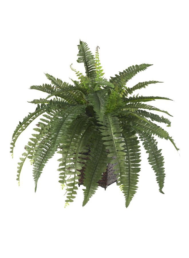Nearly Natural Boston Fern with Wicker Basket Artificial Plant  - Image 2