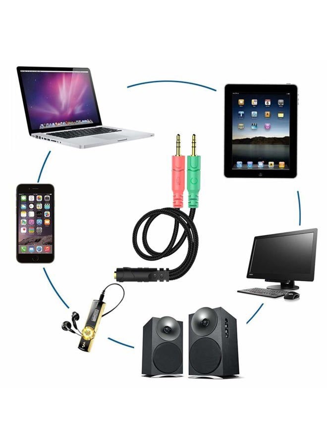 ENVEL Headset Splitter Cable for PC 3.5mm Jack Headphones Adapter Convertors for PC 3.5mm Female with Headphone/Microphone Transform to 2 Dual 3.5mm Male for Computer Simultaneously Y Splitter Audio - Image 3