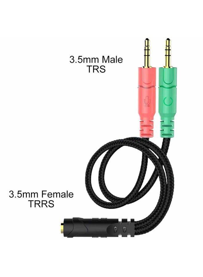 ENVEL Headset Splitter Cable for PC 3.5mm Jack Headphones Adapter Convertors for PC 3.5mm Female with Headphone/Microphone Transform to 2 Dual 3.5mm Male for Computer Simultaneously Y Splitter Audio - Image 2