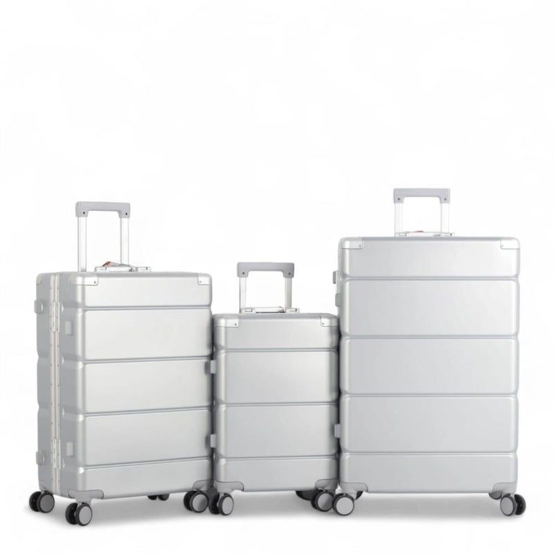 Aviator Luxury Aluminum Luggage Set - 3 Pieces with Modern Design and Maximum Security - Image 1