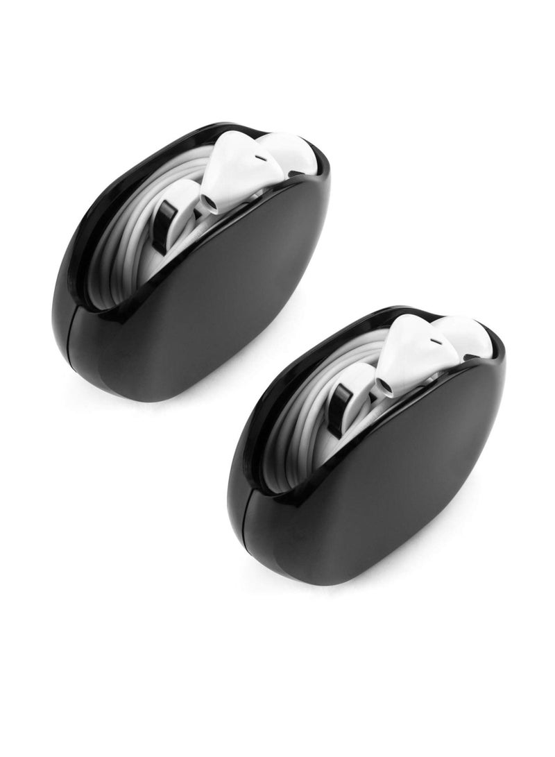 Captaintech Automatic Portable Cable Winder, Retractable Cord Organizer, Cord Management, Headphone Cable Storage Headphone Keeper for USB Cables Earphone, USB Cable and Charging Cable, 2 Pack - Image 1
