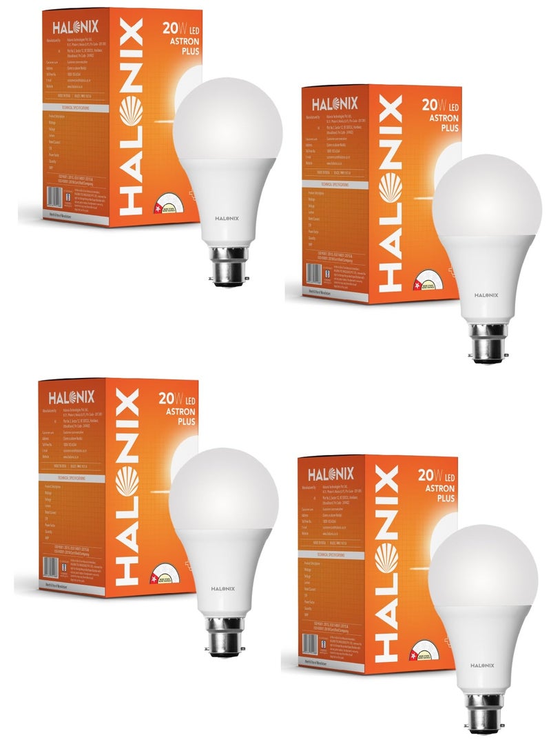 Halonix 20W Led Bulb | Cool Day Light (6500K)| Base- B22 | Energy Efficient | Surge Protection | Pack of 4 - Image 1
