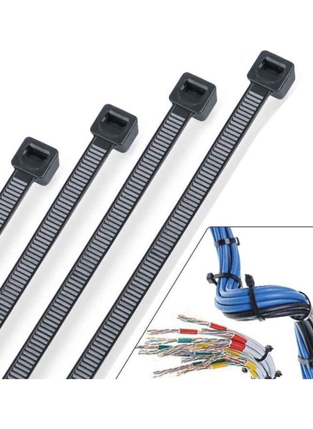 Numerouno Cable Tie Plastic Velcro Clamp 3.6X370 mm 37CM ​​100 Pieces Black  - Image 2
