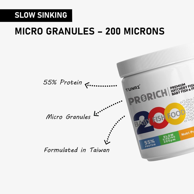 TUNAI طعام سمك توناي للسمك حديث الولادة عمر 10 أيام |35غ| 55% بروتين حبيبات تغوص ببطء 200 ميكرون، الأفضل للنمو السريع والعظام القوية، 1 قطعة - Image 2