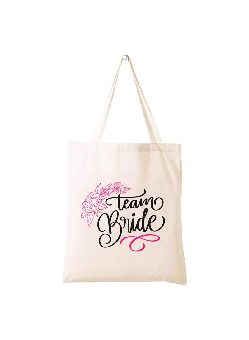 PRINTSHOP4ME Team Bride Bachelorette Party Favor Cotton Tote Bags for the Wedding Party - Bridesmaid Gift Bags with Fun Team Bride Designs - Bachelorette Party Supplies - Image 1