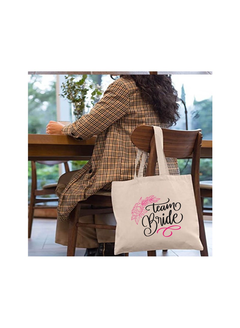 PRINTSHOP4ME Team Bride Bachelorette Party Favor Cotton Tote Bags for the Wedding Party - Bridesmaid Gift Bags with Fun Team Bride Designs - Bachelorette Party Supplies - Image 3