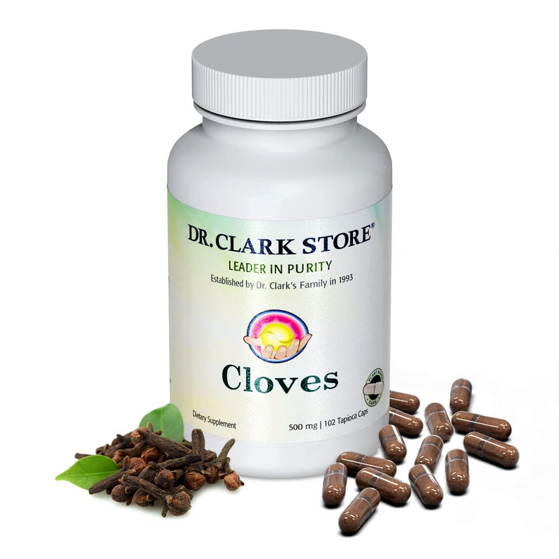 Dr Clark Store Cloves Vegetarian 500mg 102 Tapioca Capsules Helps Maintain Liver Performance and Blood Circulation