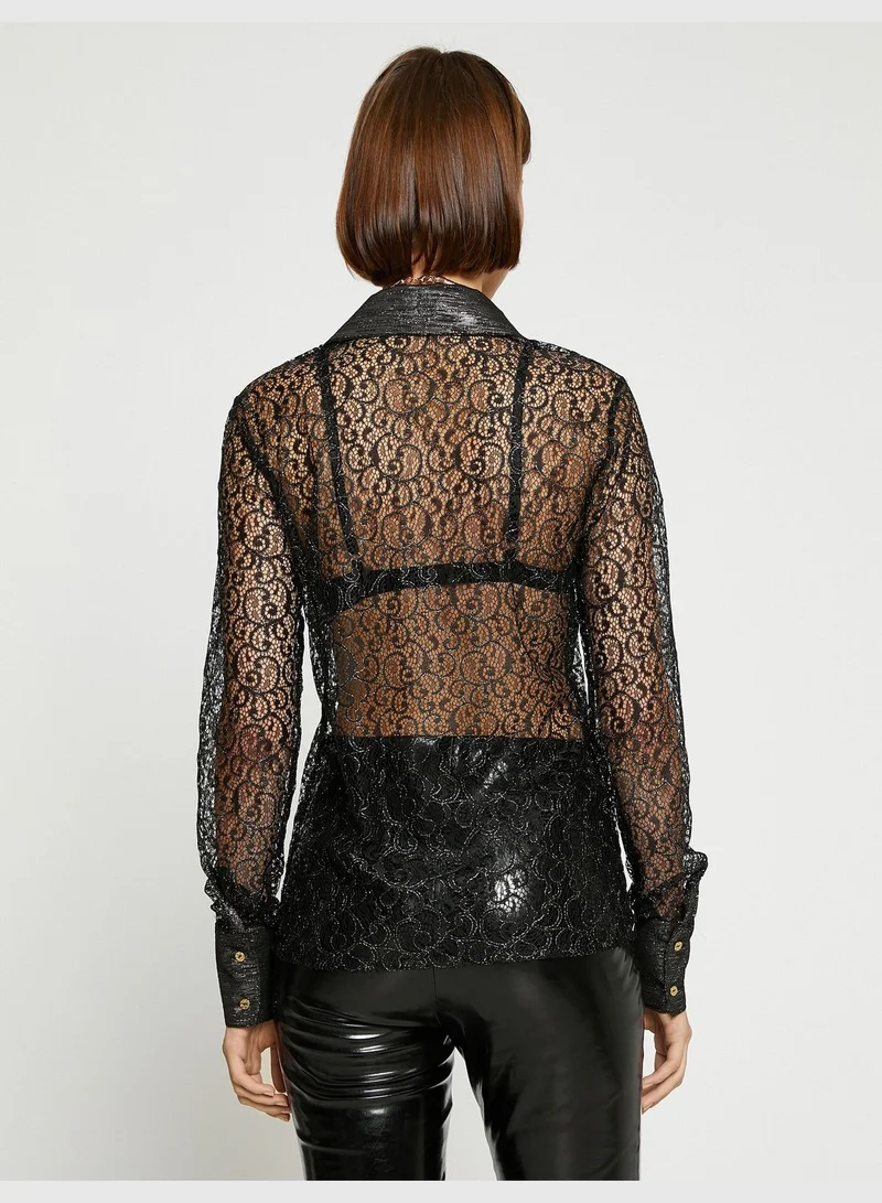 كوتون Lace Long Sleeve Shirt