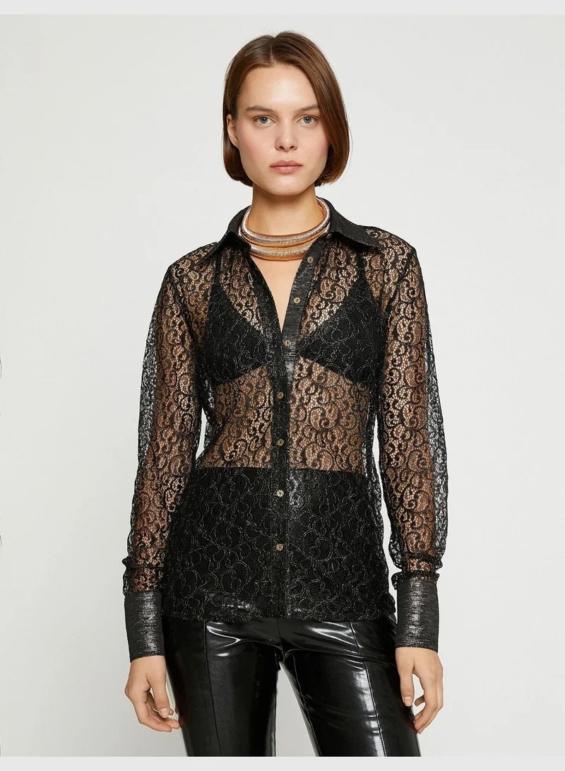 كوتون Lace Long Sleeve Shirt