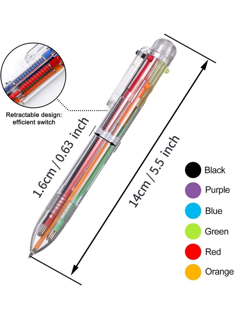 Generic 6 Pack 0.5mm 6-in-1 Multicolor Ballpoint Pen, 6 Color Transparent Barrel Retractable Ballpoint Pens for Office School Supplies Students Gift,6 Pack  - Image 3