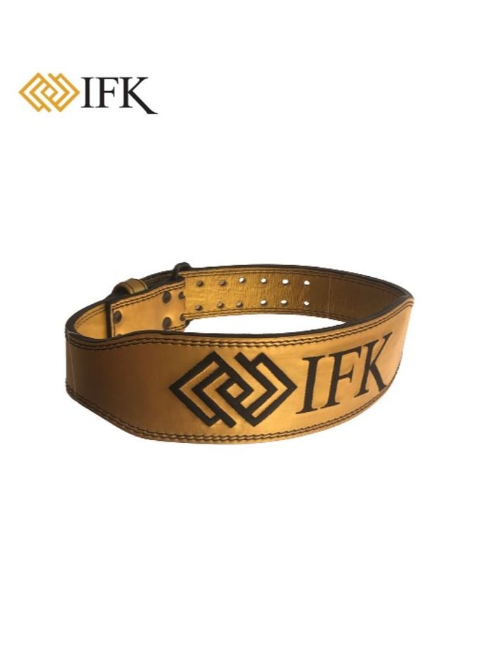 IFK Premium Golden Genuine Leather Belt – High-Quality Support Belt for Weightlifting & Power Training – Durable & Stylish - Image 5