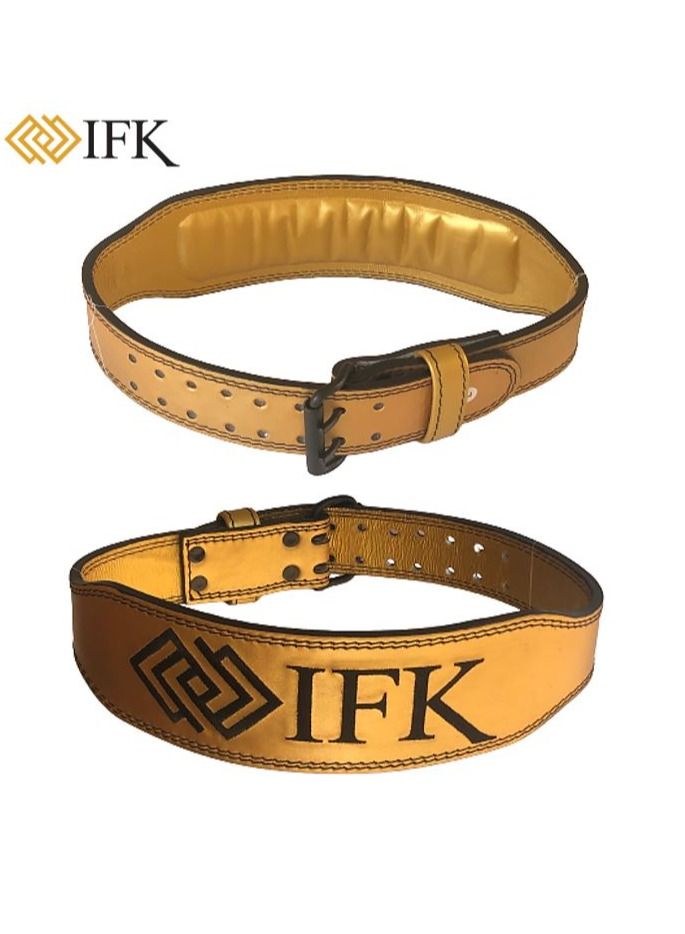 IFK Premium Golden Genuine Leather Belt – High-Quality Support Belt for Weightlifting & Power Training – Durable & Stylish - Image 4