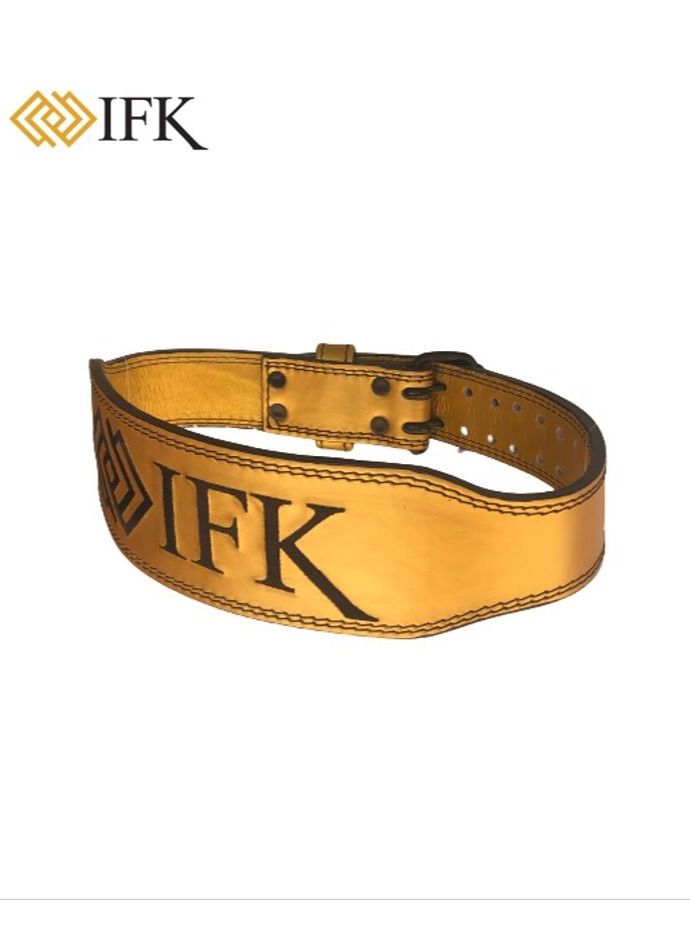 IFK Premium Golden Genuine Leather Belt – High-Quality Support Belt for Weightlifting & Power Training – Durable & Stylish - Image 1