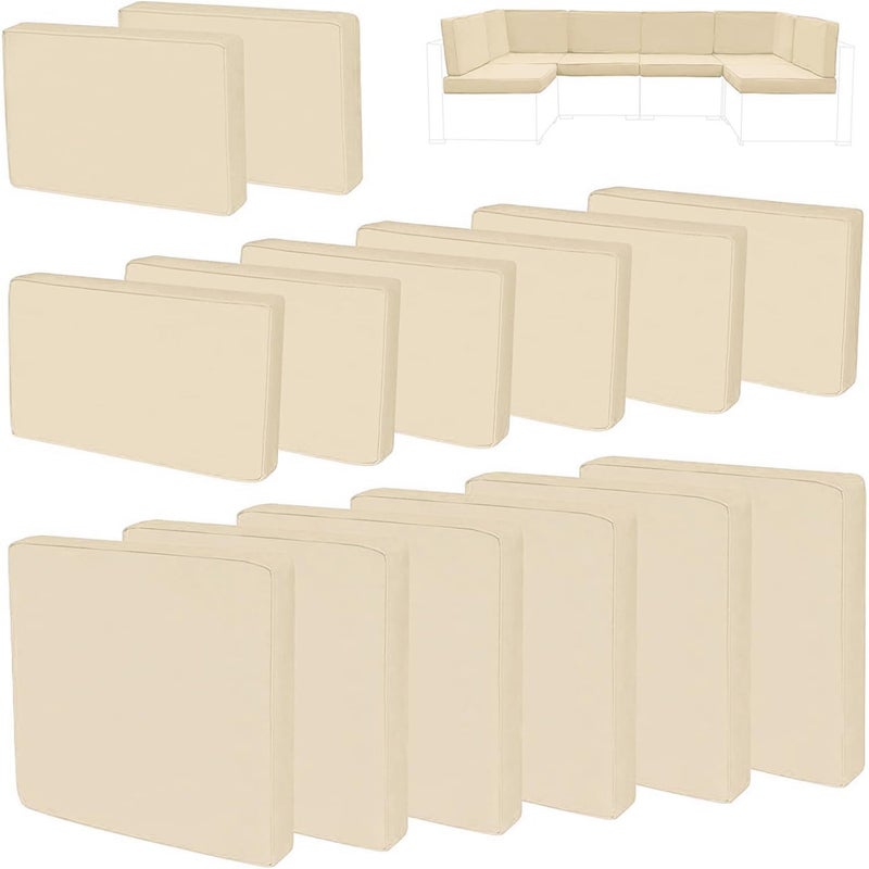 FKSLIFE 14Pieces Patio Cushion Covers ReplacementOutdoor Couch Cushions Covers Waterproof Furniture Cushion Covers Slipcovers Set with ZippersCover OnlyBeige 236236335 inches