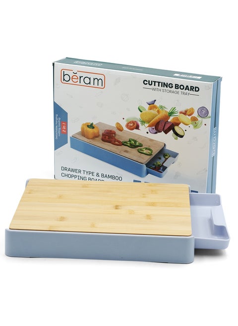 BERAM Bamboo Chopping Board, Wooden Cutting Board for Kitchen Use, Food Storage Mechanism, Wall Mounted Design, Multi-Purpose Surface Protector